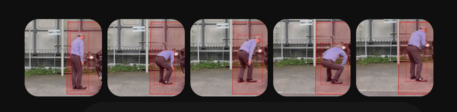 人物の動きを時系列で捉えた5枚の連続写真